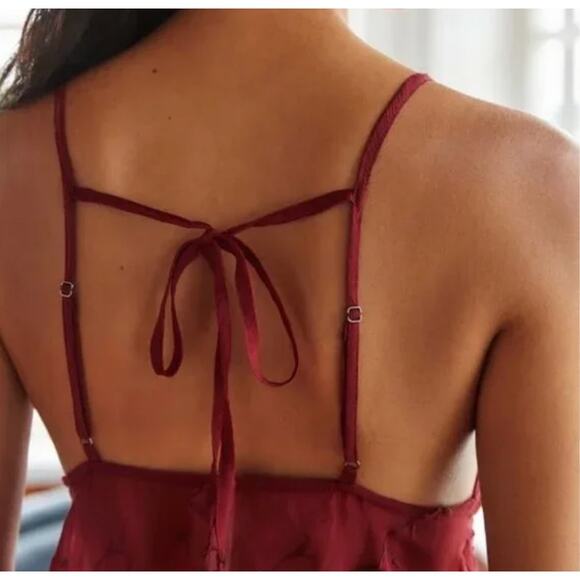 Anthropologie maroon sheer embroidered camisole - Picture 7 of 7